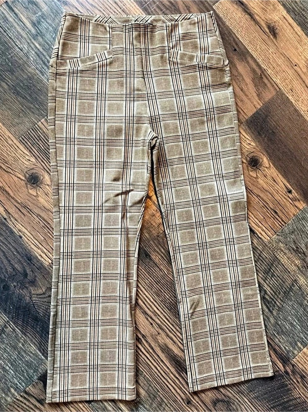 Women’s Preppy Liverpool Brown Plaid Straight Leg Pants in Size 12